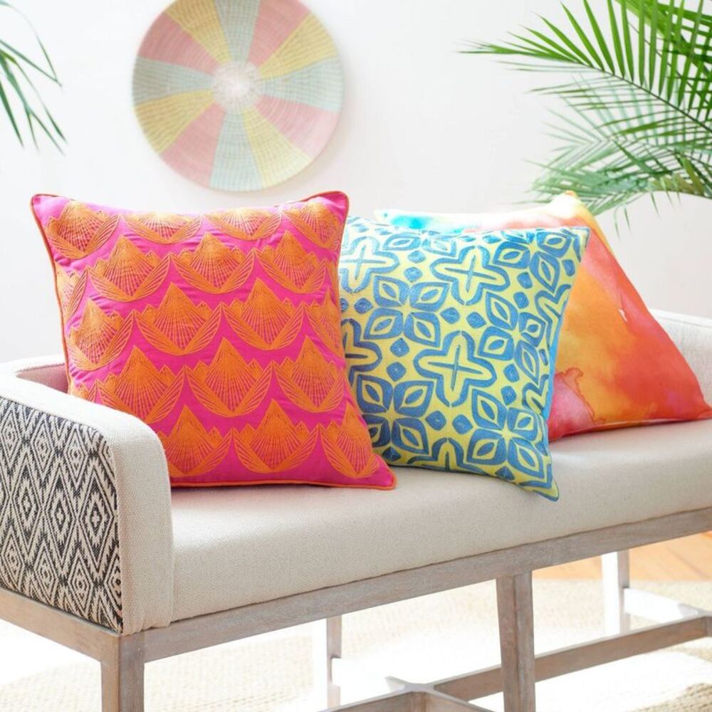 Lotus Embroidered Decorative Pillow Orange/Magenta Orange/Magenta - Picture 3 of 4